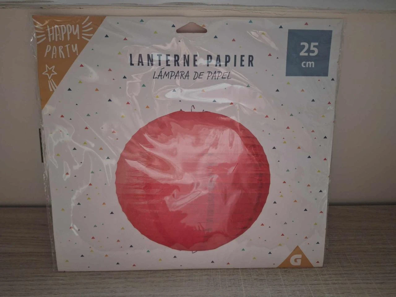 Lanterne en papier – Rouge – 25 cm – Neuve sous blister